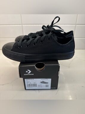 Converse All Star Kids Low Top Sneakers in Black Youth Shoes Lace Up